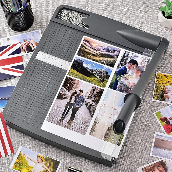 Paper Trimmer, Paper Cutter 12" Cutting Length Heavy Duty Paper Cutter with Storage Drawer, Safety Protection and Blade Lock, 12 Sheets Capacity, Cardstock/Cardboard/Laminate-DeskLoop Office