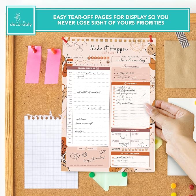 Decorably 52 Sheets Boho Celestial Undated Daily to Do List Notepad, 6.5x10" - Image 5