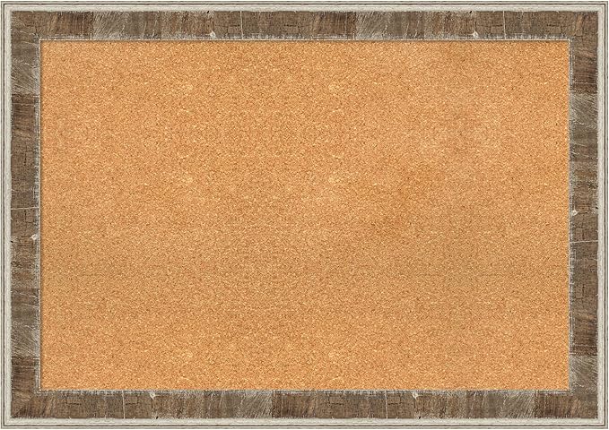 Amanti Art Natural Cork Board for Wall, 29x41 Vision Board with Brown Wood Frame, Large Corkboard Office Decor for Home Organization, Rustic Farmhouse Corkboard Pinboard to display items for home-DeskLoop Office