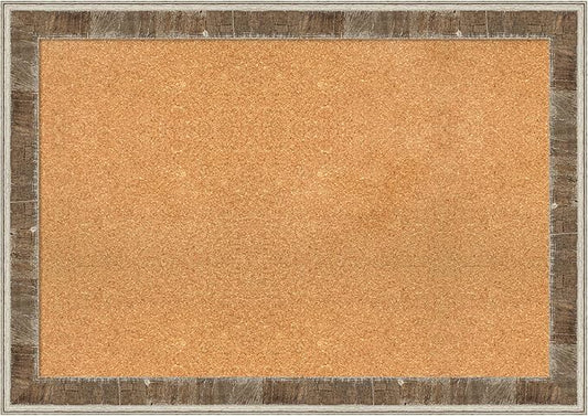 Amanti Art Natural Cork Board for Wall, 29x41 Vision Board with Brown Wood Frame, Large Corkboard Office Decor for Home Organization, Rustic Farmhouse Corkboard Pinboard to display items for home-DeskLoop Office
