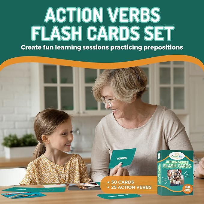 149 Prepositions, Emotions & Action Verbs Flash Cards Set - Image 5