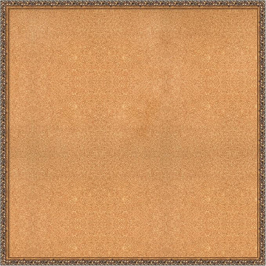 Amanti Art Natural Cork Board for Wall, 38x38 Vision Board with Bronze Frame, Oversize Corkboard Office Decor for Home Organization, Traditional Corkboard Pinboard to Display Items for Home-DeskLoop Office
