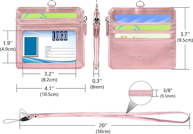 Badge Holder with Zip, Wisdompro 2-Sided PU Leather ID Badge Holder with 1 ID - Image 7