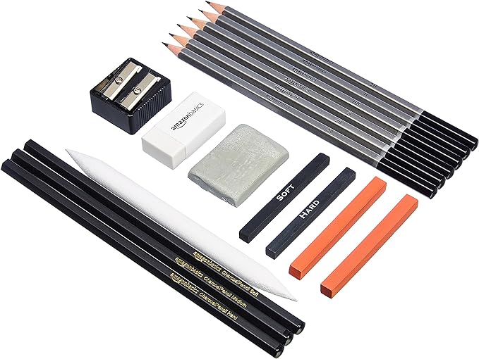 Amazon Basics Sketch and Drawing Art Supply Kit, Charcoal and Pencil Set - Image 3