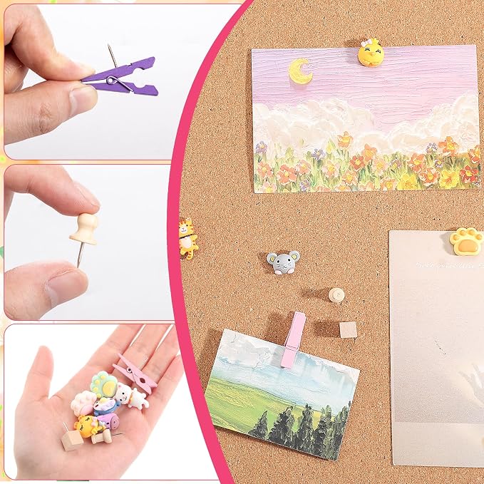 117 Pieces Push Pins Set Cute Thumb Tacks Decorative Push Pins - Image 3