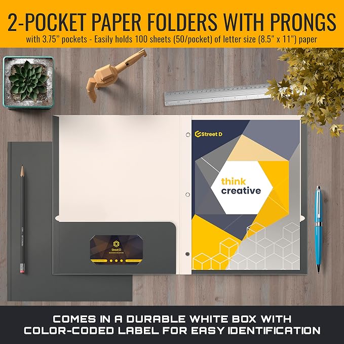 Better Office Products Gray Paper 2 Pocket Folders - Image 2