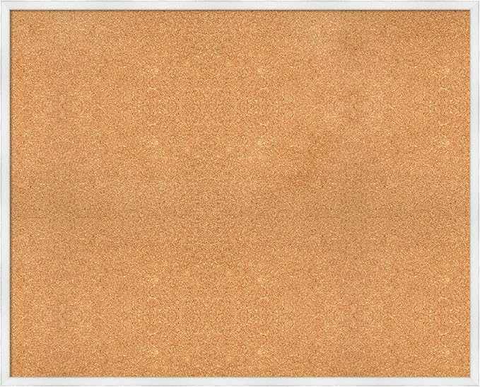 Amanti Art Natural Cork Board for Wall, 33x41 Vision Board with White Frame, X-Large Corkboard Office Decor for Home Organization, Country Rustic Corkboard Pinboard to Display Items for Home-DeskLoop Office