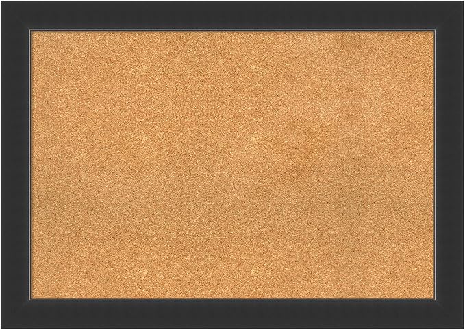 Amanti Art Natural Cork Board for Wall, 29x41 Vision Board with Black Wood Frame, Large Corkboard Office Decor for Home Organization, Modern Contemporary Corkboard Pinboard to display items for home-DeskLoop Office
