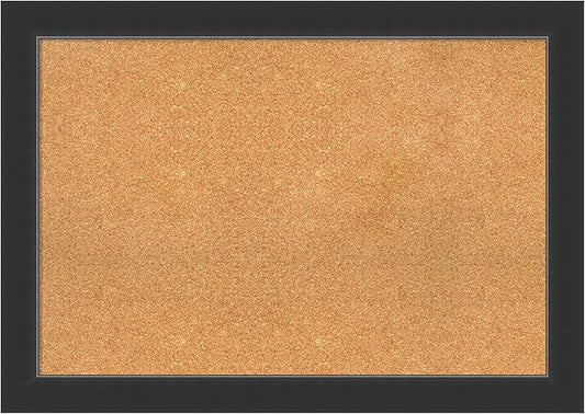 Amanti Art Natural Cork Board for Wall, 29x41 Vision Board with Black Wood Frame, Large Corkboard Office Decor for Home Organization, Modern Contemporary Corkboard Pinboard to display items for home-DeskLoop Office