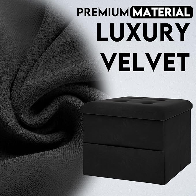 Zoes Homeware Small Storage Ottoman Foot Rest, Velvet Ottoman - Image 5
