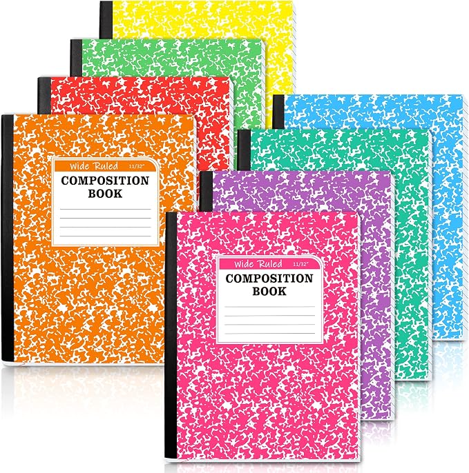feela Composition Notebook, 8 Pack 8 Pastel Colors Wide Ruled Composition Books by feela