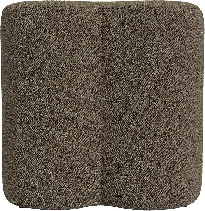 HomePop Upholstered Clover Shaped Ottoman Home Décor|Foot Rest Ottoman - Dark Brown Boucle-DeskLoop Office