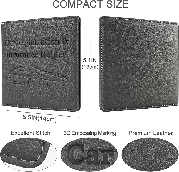 Car Registration and Insurance Holder, Premium PU Leather Vehicle Glove Box Car - Image 5