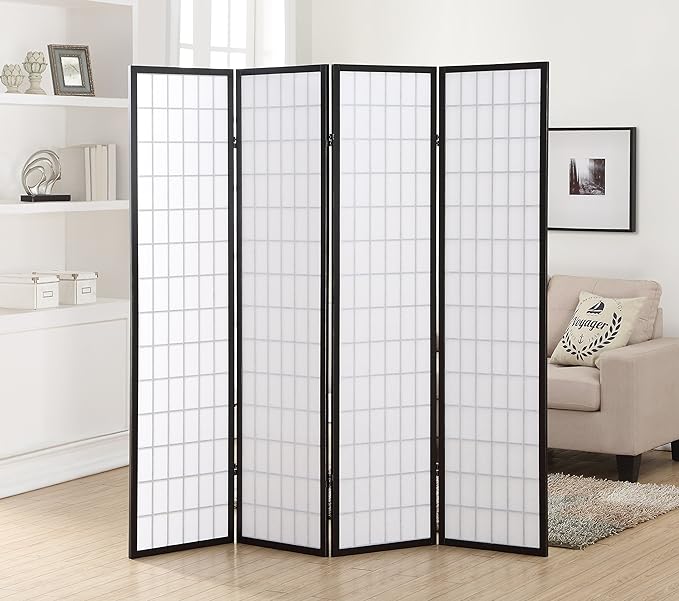 NicBex Room Divider 4 Panel Room Dividers with Oriental Style Partition Room Dividers and Folding Privacy Screens Wall Divider for Home, Office, Room Separation,72" W x 2" D x 72" H, Black-DeskLoop Office