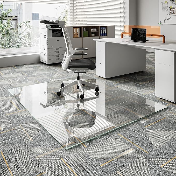 Koonmi Chair Mat for Carpet, Tempered Glass 48"x60" Office Chair Mat, Glass by KOONMI