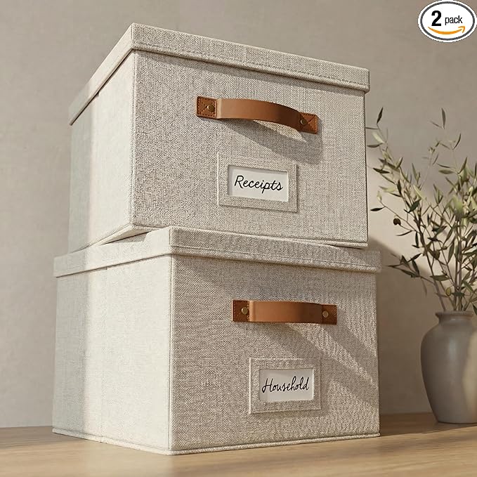 Decorative File Organizer Box Set of 2 by ZICOTO