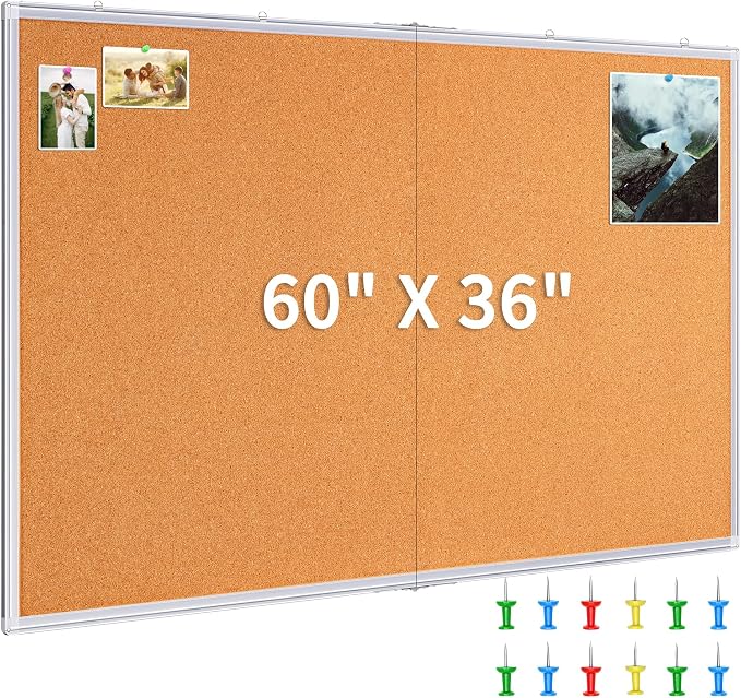 maxtek Large Cork Board 60 x 36 in, Bulletin Board by Maxtek