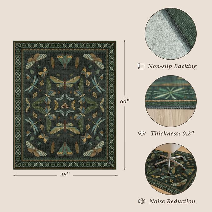 4'x5' Dark Green Office Chair Mat - Image 2