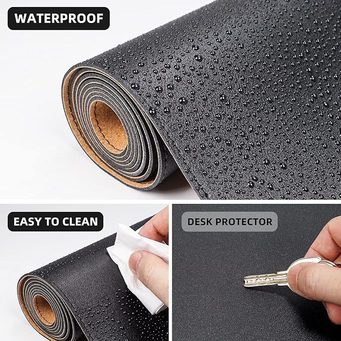 AFIING Dual-Sided Desk Pad, Natural Cork & PU Leather, Desk Mat Protector - Image 4