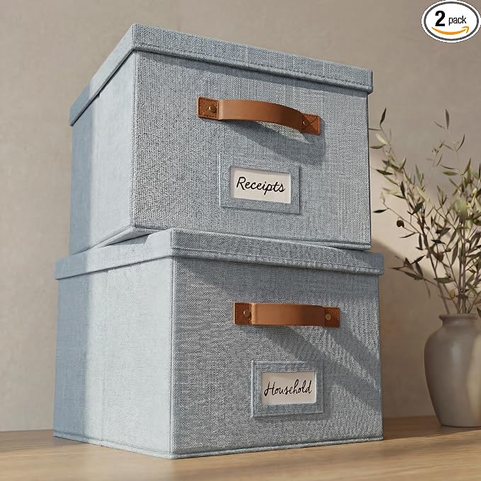 Decorative File Organizer Box Set of 2 by ZICOTO