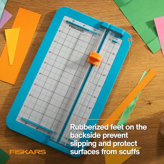 Fiskars Kids Junior Paper Trimmer – Turquoise Safe and Easy Paper Cutter - Image 7
