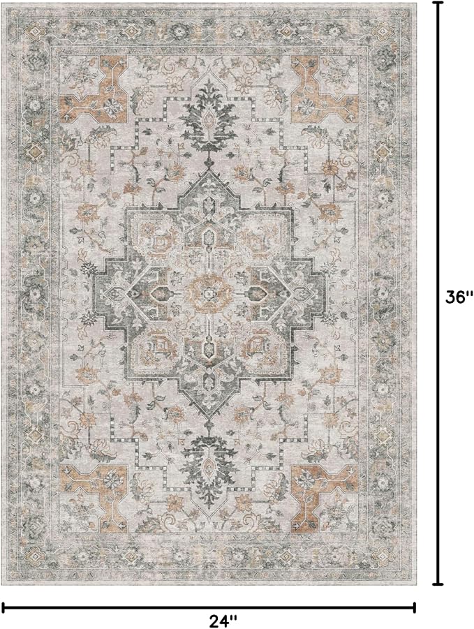 GENIMO Area Rug 2x3 Doormat, Machine Washable Low Pile Rugs, Small Retro - Image 2