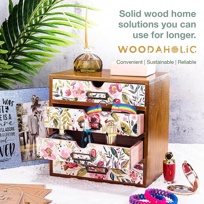 4-Drawer Vintage Desk Wood Storage Box - Image 8