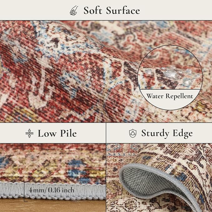 GENIMO 2x5 Runner Rugs for Hallway, Machine Washable Non Slip Vintage Rugs - Image 8