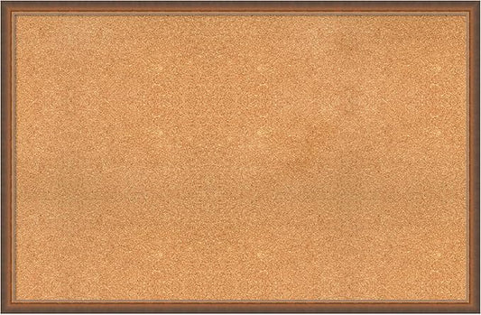 Amanti Art Natural Cork Board for Wall, 30x46 Vision Board with Bronze Frame, Oversize Corkboard Office Decor for Home Organization, Modern Corkboard Pinboard to Display Items for Home Organization-DeskLoop Office
