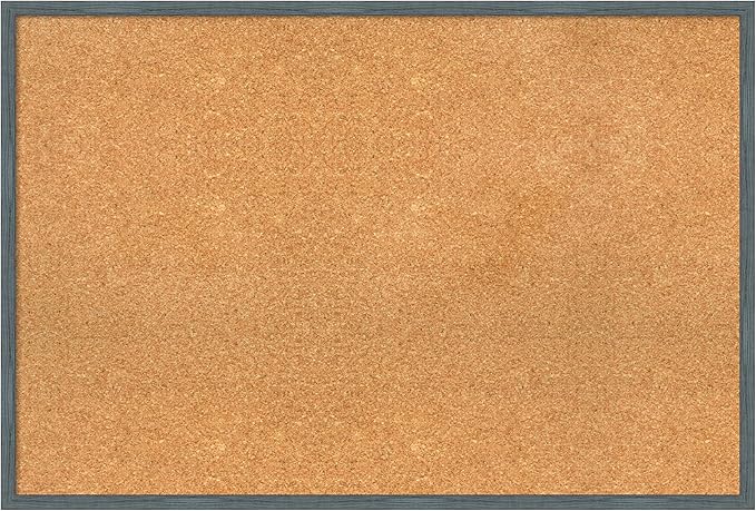 Amanti Art Natural Cork Board for Wall, 25x37 Vision Board with Blue Wood Frame, Large Corkboard Office Decor for Home Organization, Rustic Farmhouse Corkboard Pinboard to display items for home-DeskLoop Office