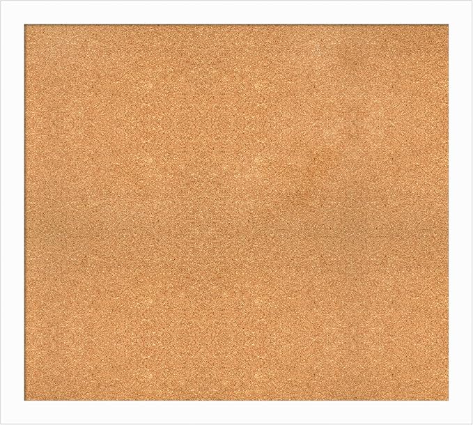 Amanti Art Natural Cork Board for Wall, 35x39 Vision Board with White Frame, X-Large Corkboard Office Decor for Home Organization, Casual Corkboard Pinboard to Display Items for Home Organization in-DeskLoop Office