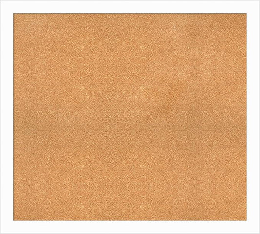 Amanti Art Natural Cork Board for Wall, 35x39 Vision Board with White Frame, X-Large Corkboard Office Decor for Home Organization, Casual Corkboard Pinboard to Display Items for Home Organization in-DeskLoop Office