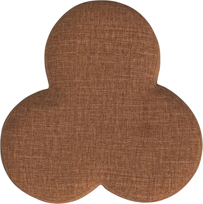 HomePop Upholstered Clover Shaped Ottoman Home Décor|Foot Rest Ottoman - Rust Orange Chenille-DeskLoop Office