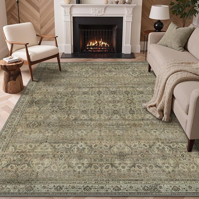 GENIMO 9x12 Area Rugs for Living Room, Machine Washable Non Slip Vintage Rugs - Image 2