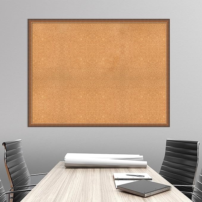 Amanti Art Natural Cork Board for Wall, 38x50 Vision Board with Bronze Frame, Oversize Corkboard Office Decor for Home Organization, Modern Corkboard Pinboard to Display Items for Home Organization-DeskLoop Office
