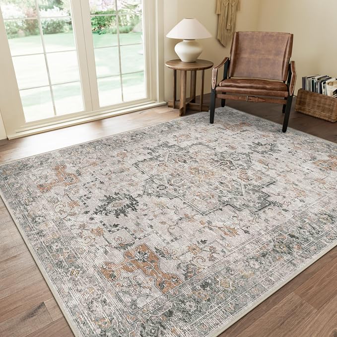 GENIMO 10x14 Area Rugs for Living Room, Non Slip Machine Washable Vintage Rugs by GENIMO