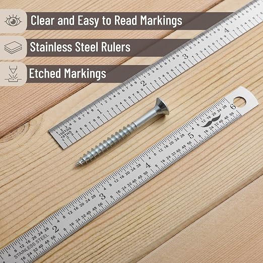 Mr. Pen- Machinist Ruler, 6 Inch, 2 Pack, Stainless Steel Imperial | Precision - Image 3