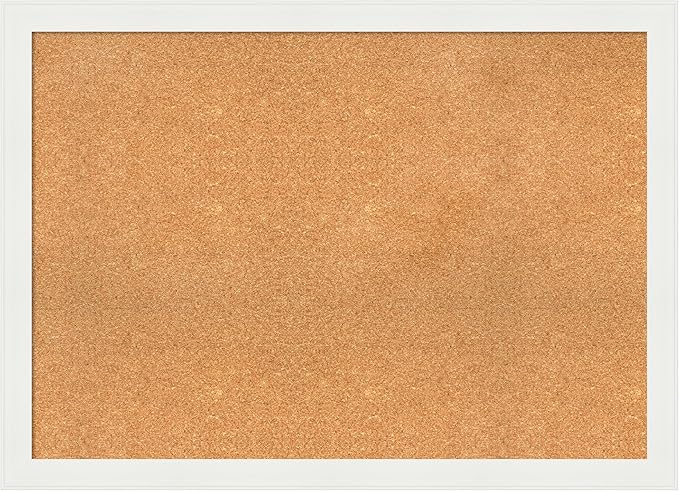Amanti Art Natural Cork Board for Wall, 31x43 Vision Board with White Frame, X-Large Corkboard Office Decor for Home Organization, Casual Corkboard Pinboard to Display Items for Home Organization in-DeskLoop Office