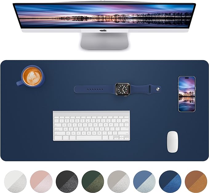 Leather Desk Pad Blotter, Mouse Pad, Office Desk Mat, Non-Slip PU Leather Desk by AFIING