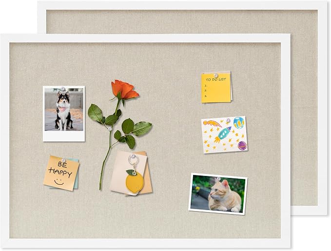 DAHAPYBOO Cork Board with Linen White 2Pack, Bulletin Board 23"x17" | Hanging by DAHAPYBOO