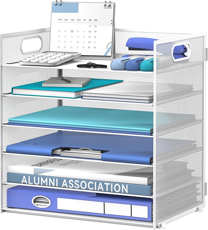 Daltack 6 Tier Paper Organizer for Desk, Paper Letter Tray Organizer for Desks by DALTACK