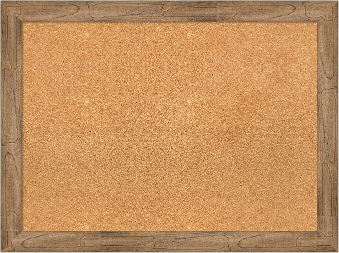 Amanti Art Natural Cork Board for Wall, 24x32 Vision Board with Brown Wood Frame, Medium Corkboard Office Decor for Home Organization, Rustic Farmhouse Corkboard Pinboard to display items for home-DeskLoop Office