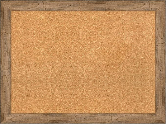 Amanti Art Natural Cork Board for Wall, 24x32 Vision Board with Brown Wood Frame, Medium Corkboard Office Decor for Home Organization, Rustic Farmhouse Corkboard Pinboard to display items for home-DeskLoop Office