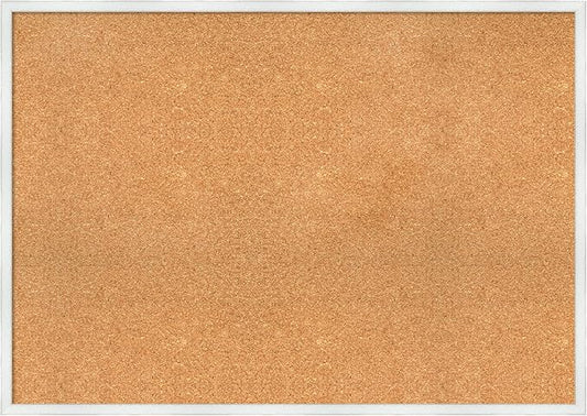 Amanti Art Natural Cork Board for Wall, 29x41 Vision Board with White Frame, X-Large Corkboard Office Decor for Home Organization, Country Rustic Corkboard Pinboard to Display Items for Home-DeskLoop Office