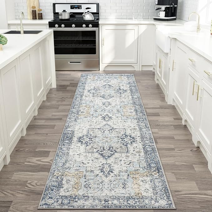 GENIMO Runner Rug 2x5, Machine Washable Non Slip Vintage Runner Rug, Low Pile - Image 9