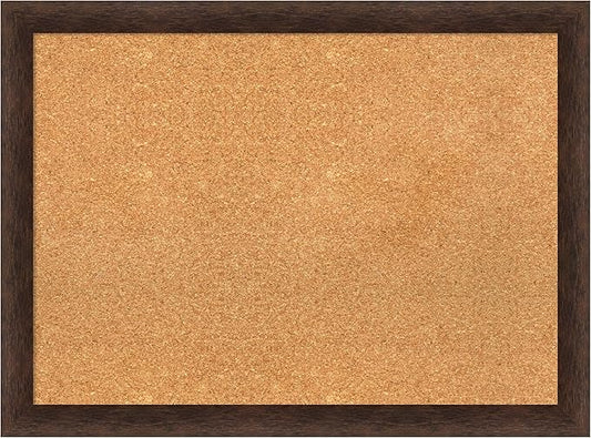 Amanti Art Natural Cork Board for Wall, 23x31 Vision Board with Brown Wood Frame, Medium Corkboard Office Decor for Home Organization, Casual Corkboard Pinboard to display items for home organization-DeskLoop Office