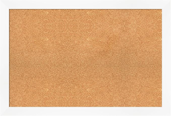 Amanti Art Natural Cork Board for Wall, 25x37 Vision Board with White Frame, Large Corkboard Office Decor for Home Organization, Modern Corkboard Pinboard to Display Items for Home Organization in-DeskLoop Office