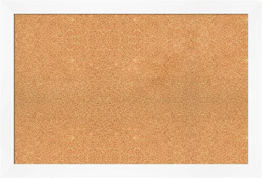 Amanti Art Natural Cork Board for Wall, 25x37 Vision Board with White Frame, Large Corkboard Office Decor for Home Organization, Modern Corkboard Pinboard to Display Items for Home Organization in-DeskLoop Office
