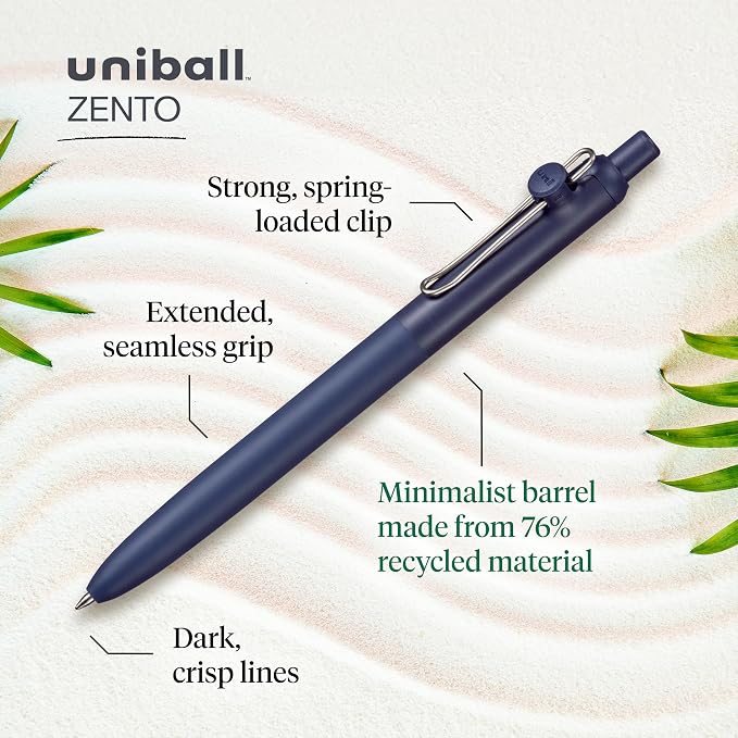 uniball Zento Liquid Gel Ink Retractable Pens, Medium Point, Muted Barrels - Image 2