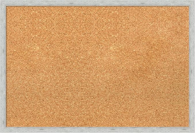 Amanti Art Natural Cork Board for Wall, 17x25 Vision Board with Silver Wood Frame, Medium Corkboard Office Decor for Home Organization, Modern Contemporary Corkboard Pinboard to display items for home-DeskLoop Office